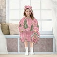 thumbnail image 7 of FORMRS Wearable Blanket Hoodie with Sleeves for Kids Cozy Flannel Sweatshirt, Pink Gingerbread House, 7 of 7