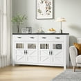 thumbnail image 5 of Homfa Farmhouse 55.1"WKitchen Buffet Cabinet with Storage Drawer & Adjustable Shelf, Glass Door Wood Sideboard Credenza Coffee Bar with for Dining Room Living Room, White & Black, 5 of 9
