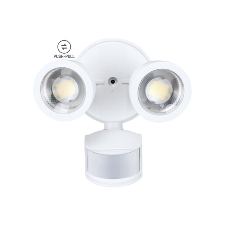 25W LED Security Lights, Dual-Head Motion Sensor Outdoor 30°-80° Beam Angle Adjustable LED Flood Lights, 5000K Daylight