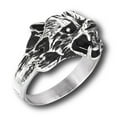 thumbnail image 4 of Wolf Head Teeth Animal Ring Stainless Steel Wild Dog Band Gray Jewelry Female Male Unisex Size 10, 4 of 4