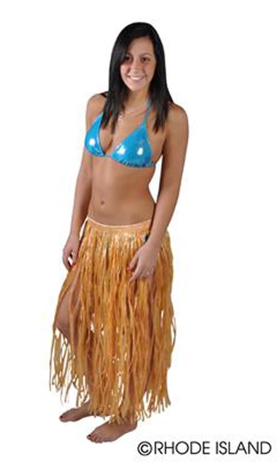 Rinco Hula Girl Hawaiian Luau 32"L Skirt, Natural, One Size Up to 42
