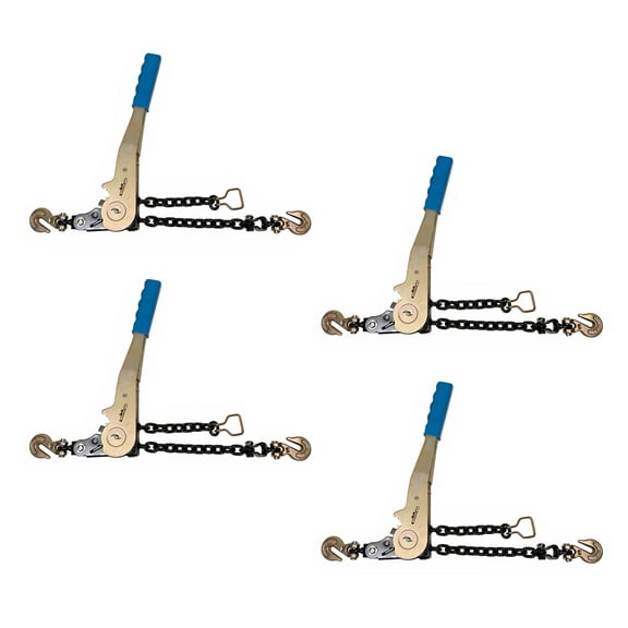 (4 Pack) 1/4" - 5/16"Easy Binder Chain Binder with Grab Hooks & 2500 lbs WLL - Grade 70 Heavy Duty Tie Down Ratchet Load Binder for Flatbed Trailers & Trucks