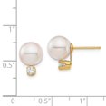 thumbnail image 3 of 14k 8-9mm White Round Akoya Saltwater Cultured Pearl and 1/5 Carat Diamond Post Earrings XF682E, 3 of 3