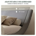 thumbnail image 3 of Amolife King Size Fabric Upholstered Platform Bed Frame, Curved Adjustable Headboard, Grey, 3 of 6