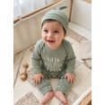 thumbnail image 3 of Cjfdfy Newborn Baby Boy Girl Fall Outfits New To The Cousin Crew Waffled Ribbed Long Sleeve Bodysuit And Hat 2Pcs Infant Cute Coming Home Fall Winter Outfit 0-9M, 3 of 9