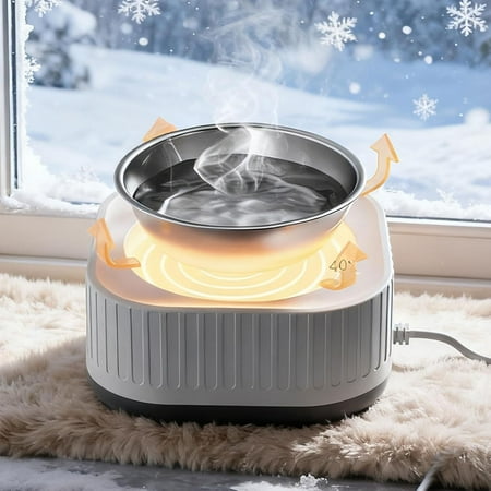 Outdoor Heated Water Bowl, Thermostatic Control Pet Heated Bowl for Winter, Automatic Warming Dish for Outside Use, Provides Warm Drinkable Water for Dogs Cats Rabbits Chickens Birds