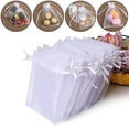 thumbnail image 2 of 25/50 piezas de bolsas de organza con cordón para regalo, para fiestas, regalos de Navidad, joyas, embalaje, color blanco, 2 of 5