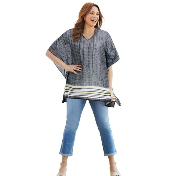 Catherines Women's Plus Size Georgette Peasant Poncho