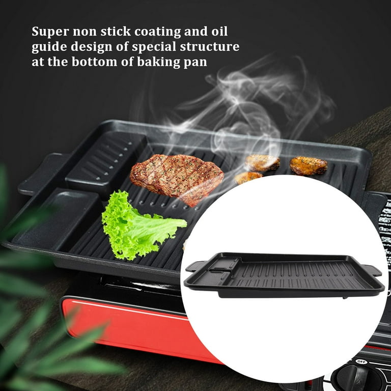 Eboxer Korean Style BBQ Grill Pan Non Stick Barbecue Plate for Indoor Outdoor Grilling, Bakeware for Home Camping