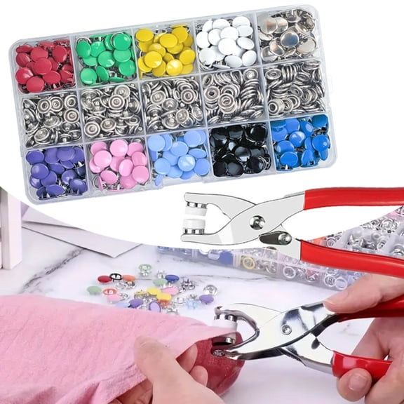 800-Piece Metal Snap Button Kit for Clothing and Crafts - 200 Sets in 10 Colors with Installation Pliers