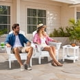 thumbnail image 2 of SERWALL 3PC Adjustable Folding Adirondack Chair set and Double Side Table, For Outdoor, Patio, Poolside, Garden, White, 2 of 10
