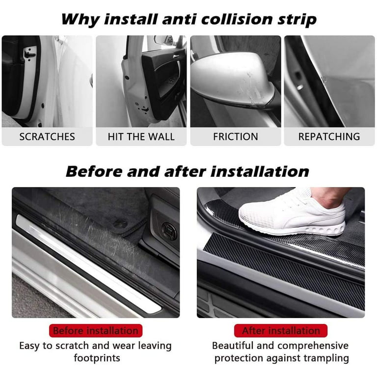 Car Door Edge Guards, Scratch Cover Sill Protector Bumper Protector 5D  Carbon Fiber Car Wrap Film Automotive Self-Adhesive Anti-Collision Film Fits  for Most Cars 