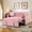 Light Pink, variant on Ebello Modern Convertible Sofa Bed with Pull Out Bed, Velvet Convertible Sofa Bed with Adjustable Backrest, Folding Pillows and Side Pockets, Upholstered Sofa Chair for Living Room Office, Black