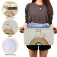thumbnail image 3 of Yayeee Canvas Storage Basket with Handles for Shelves Fabric Bins Closet Organizer, White Cat Rainbow, 3 of 8