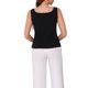 thumbnail image 3 of INSPIRAR CHIC Blusas sin mangas de cuello barco para mujeres, top de trabajo de verano, talla XL, negro, 3 of 6