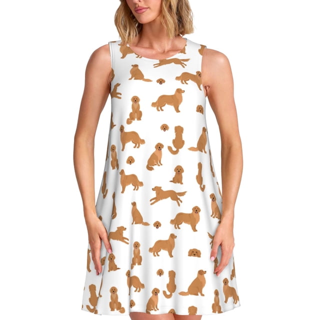 Balery Labrador Retriever Dog Vestidos de verano para mujer con estampado: vestido holgado sin mangas, vestido playero informal y cómodo para días calurosos.