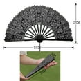 thumbnail image 5 of Grofry Handheld Fan Vintage Style Folding Fan with Lace Trim And Tassel Pendant Elegant Fabric And Bamboo Hollowed Hand Fan for Wedding Party, 5 of 7