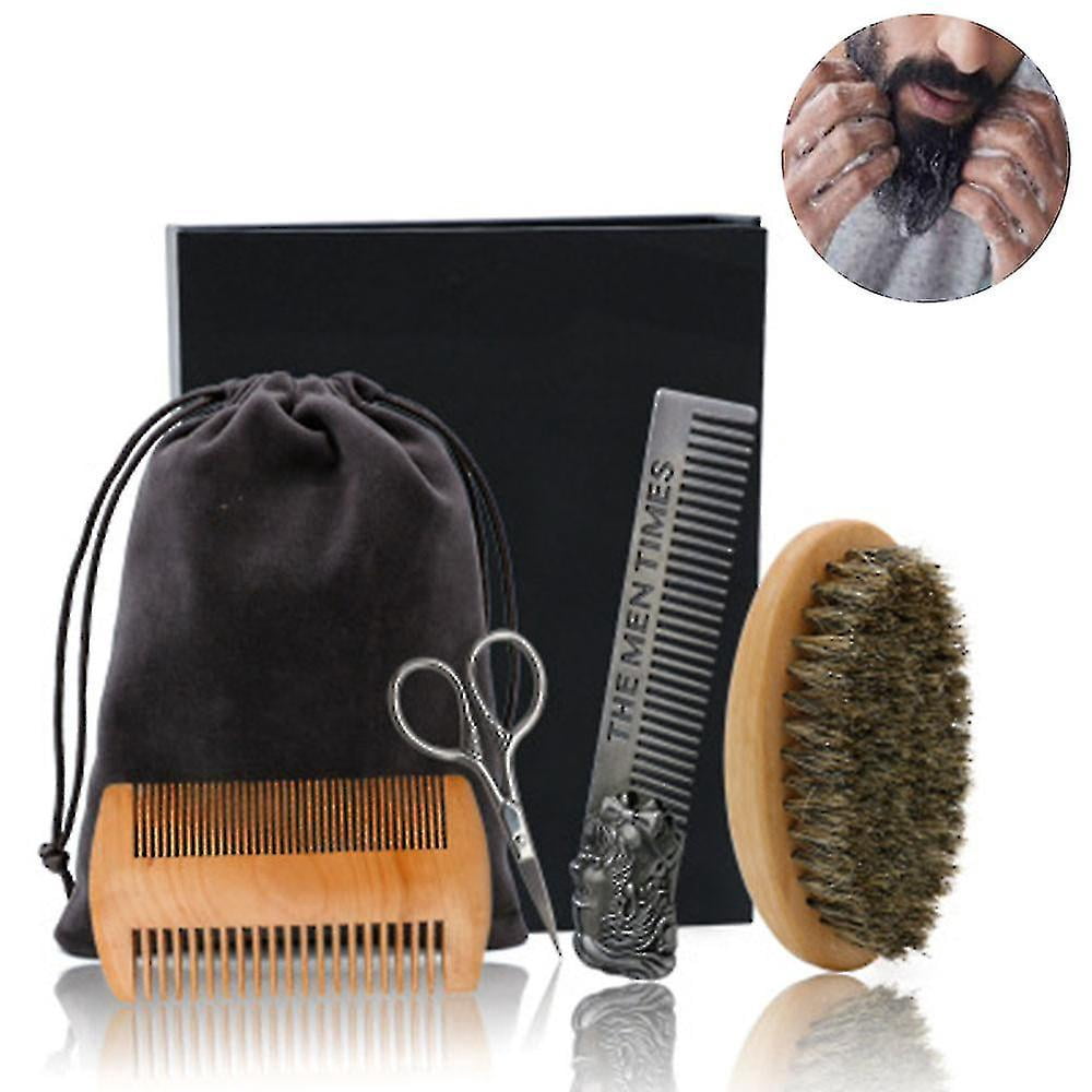 5 pcs Beard Comb Set Revolution Beard Comb & Beard Brush Set For Men-Natural Boar Bristle Brush