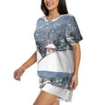 thumbnail image 2 of Qekee Watercolor Winter Landscape For Christmas Women's Pajama Set Short Sleeve Sleepwear Summer Home Wear with Pockets Soft Short Sleeve Shirt - Watercolor Winter Landscape For Christmas, 2 of 9