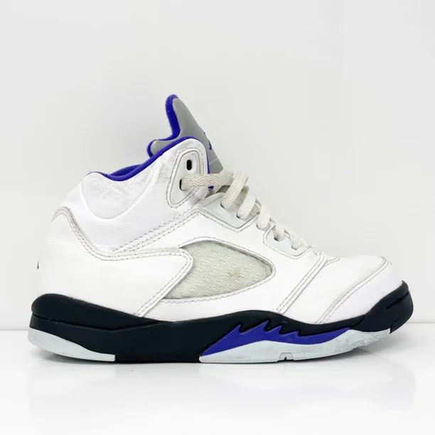 Ni - ke Ni - ke Boys Air Jordan 5 440889-141 White Basketball Shoes Sneakers Size 2Y