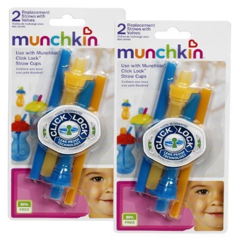 Munchkin Click Lock Replacement Straws, Blue/Orange, 4Count