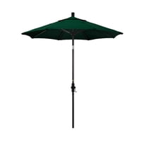 Umbrella 7.5' Rd. Aluminum/Fiberglass Rib Patio Umb, Deluxe Crank Lift/Collar Tilt, Bronze Finish, Sunbrella Fabric Forest Green
