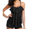 thumbnail image 5 of Women Tankini Swimsuits Layered Ruffle Flounce Tankini Top With Boyshorts Two Piece Bathing Suits, 5 of 5