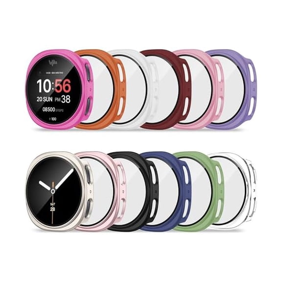 12 Pack Case for Samsung Galaxy Watch 8 44mm with Tempered Glass Screen Protector, Hard PC Scratch Resistant Protective Cover Compatible with Galaxy Watch 8 44mm