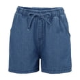 thumbnail image 7 of ADSSDQ Jean Shorts Womens 2026 Summer Casual Lightweight High Waisted Comfy Stretchy Pull on Trendy Drawstring Denim Short Blue 2XL, 7 of 7