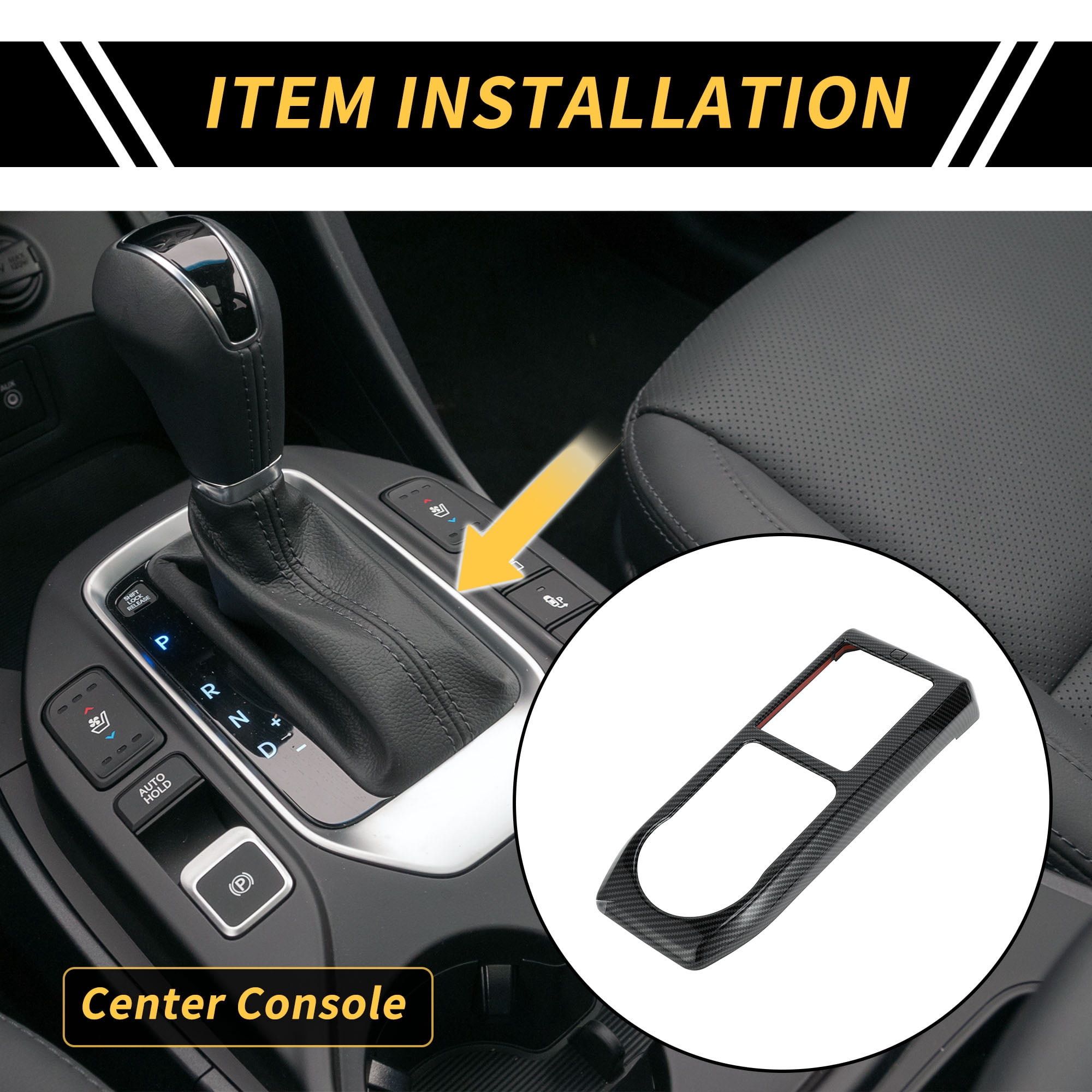 Unique Bargains 1 Pcs Center Console Gear Shift Frame Panel Cover Trim for Toyota Tacoma 2016-2023 Gear Shift Panel Decor Cover Sticker Carbon Fiber Pattern ABS Black