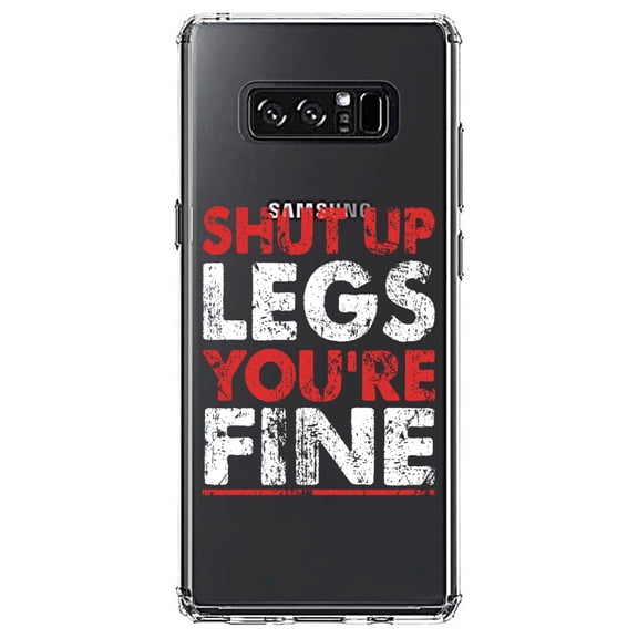 DistinctInk Clear Shockproof Hybrid Case for Samsung Galaxy Note 8 - TPU Bumper Acrylic Back Tempered Glass Screen Protector - Shut Up Legs You're Fine Running