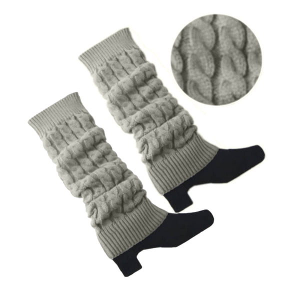 Cyglowse Women's Fleece Lined Leg Warmers Knit Long Boot Socks Thick Winter Warm Thermal Skating Leg Warmer Daily Wear 1 Pair