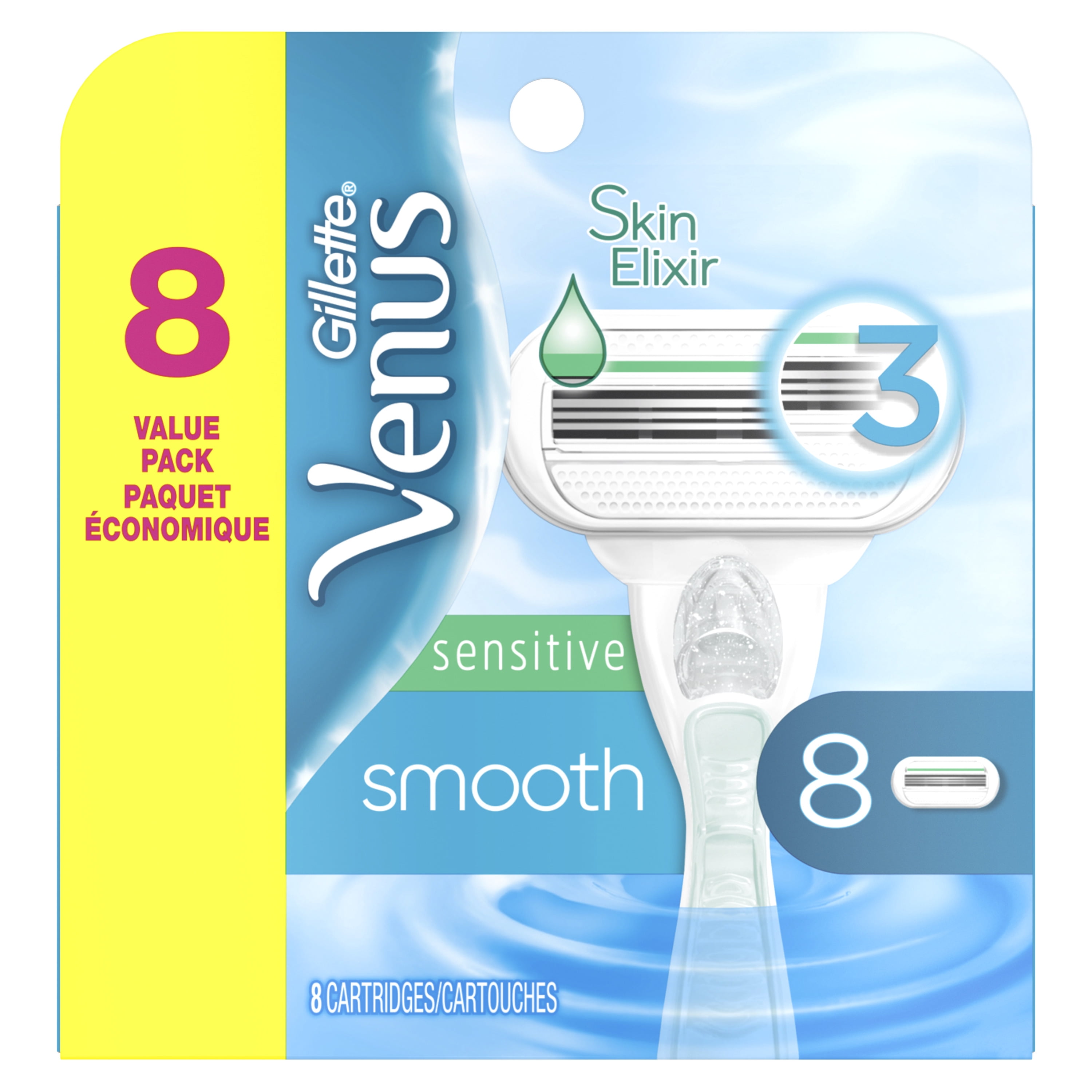 Gillette Venus Smooth Sensitive Womens Razor Blades Refill, 8 ct