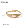 thumbnail image 1 of Anillo de acero inoxidable con incrustaciones de piedra blanca y circonita con apertura en forma de estrella en oro de 14 quilates estilo retro francés, anillo de acero de titanio, 1 of 6