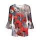 thumbnail image 5 of Blusa de verano para mujer con estampado de pliegues sexy y mangas 3/4 con cuello en V y botones OAVQHLG3B Store lin121212, 5 of 5