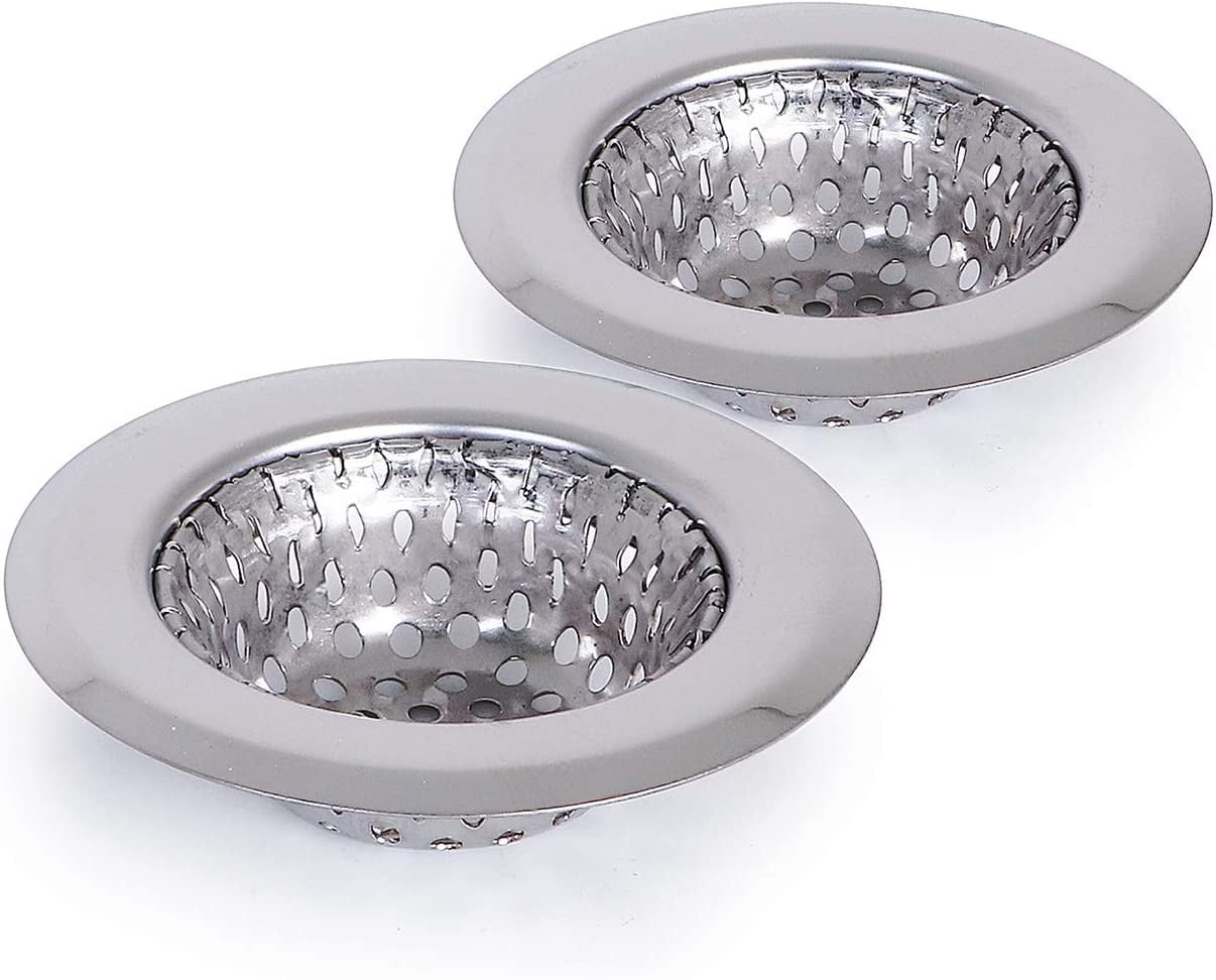 Highcraft PlumBoss Bathroom Basket Drain Strainer Hair Catcher Pack of 2, Chrome