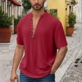 thumbnail image 2 of T-Shirts for Man Plus Size Short Sleeve V-Neck Lightweight Tops & Blouses Summer Casual Loose Fitness Pullover T-Shirt Gifts for Men RedS, 2 of 10