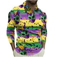 thumbnail image 2 of Ceisia Men's Slim-Fit Long-Sleeve Zip Polo Shirt with Mardi Gras Mask All-Over Print Gift, 2 of 5
