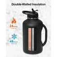thumbnail image 3 of 64oz Double-Wall Vacuum-Insulated Stainless Steel Water Bottle with Handle, Straw Cap, and Spout Lid – Magic Black, 3 of 6