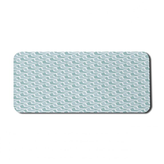 Abstract Computer Mouse Pad, Zigzag Geometric Forms Symmetric Parallel Lines Retro Simplistic Art Deco, Rectangle Non-Slip Rubber Mousepad X-Large, 35" x 15", Almond Green White, by Ambesonne