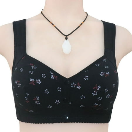 

Yourumao Plus Size Sports Bras for Seniors Front Closure Push Up Bralettes Charm Daisy Wirefree Bras Comfortable Breathable Underwear