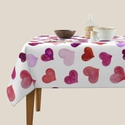 Valentines Tablecloth Square 54 Inch,Colorful Love Heart Table Cloth,Stain Resistance Polyester Valentine''s Day Table Covers for Kitchen Dining,Small Tablecloth for Parties Picnic