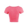 thumbnail image 3 of A2Y Women's Scoop Neck Short Sleeve Basic Crop Top Neon Fuchsia L, 3 of 5