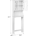 thumbnail image 6 of Erommy Over-The-Toilet Storage, Wooden Bathroom Organizer, with 2 Glass Doors & Adjustable Shelf for Bathroom, White, 6 of 7