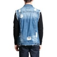 thumbnail image 2 of Victorious Men's Classic Distressed Biker Denim Jean Vest DK101 - Indigo - 2X-Large, 2 of 7