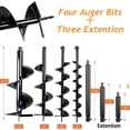 thumbnail image 2 of Jacgood 62CC Auger Post Hole Digger, 1.4KW Post Hole Auger Gas Powered with 4 Auger Drill Bits(4" & 6" & 8" & 12") + 3 Extension Rods (8" & 12" & 20")for Farm Garden Plant, 2 of 8