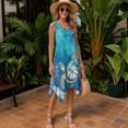 thumbnail image 4 of Uorisanigo Blue Turtle Couple Matching Outfit Men's Button Up Shirt Personality Hawaiian Tops and Womens Sleeveless Dress Chic Midi Beach Party Sundress with Pocket, 4 of 7