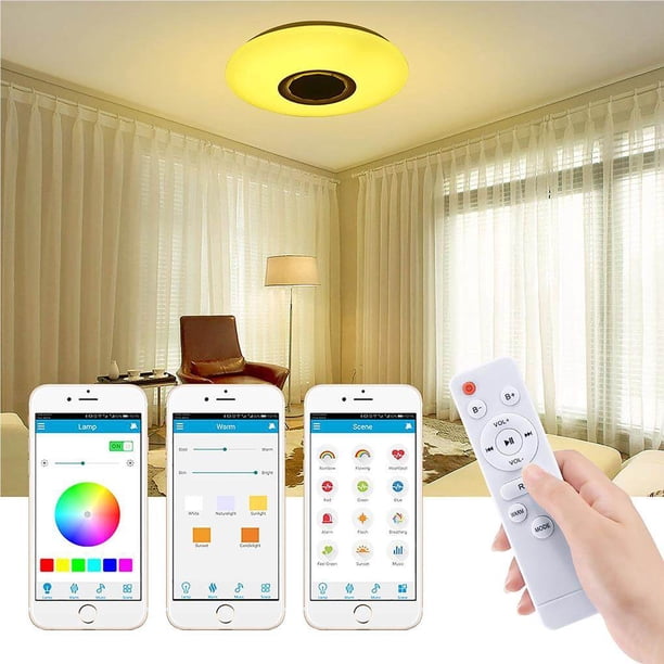 Matsuzay Luz de techo inteligente moderna LED estrella luz ajustable Bluetooth música 36W-60W aplicación remota luz de Control para sala de estar Iluminación navideña No.1 Matsuzay HA024526-02
