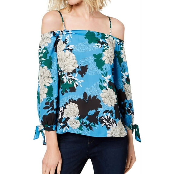 I-N-C Womens Floral Off The Shoulder Blouse