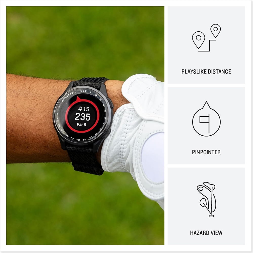 Garmin 010-03010-01 Approach S50, Advanced Golf GPS Smartwatch, AMOLED Display, On-Course Features Bundle with 2 YR CPS Enhanced Protection Pack
